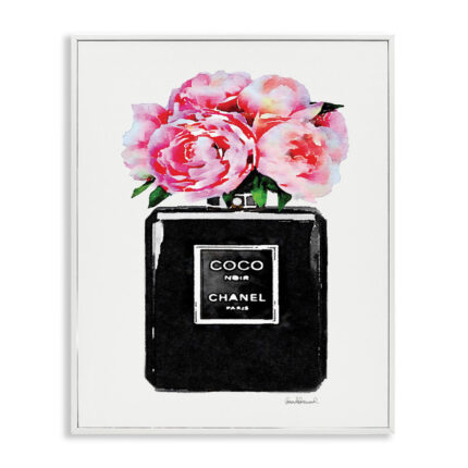 Perfume Bottle Flower Peony’ Graphic Art Print - Chic Decora