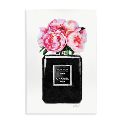 Perfume Bottle Flower Peony’ Graphic Art Print - Chic Decora