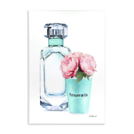 Perfume Bottle and Peonies’ – Graphic Art Print - Chic Decora