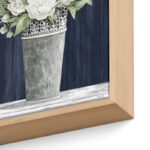 Punched Tin White Floral' by Cindy Jacobs, White & Blue Floral Fine Art Gallery Canvas Print - Image 3