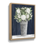Punched Tin White Floral' by Cindy Jacobs, White & Blue Floral Fine Art Gallery Canvas Print - Image 6