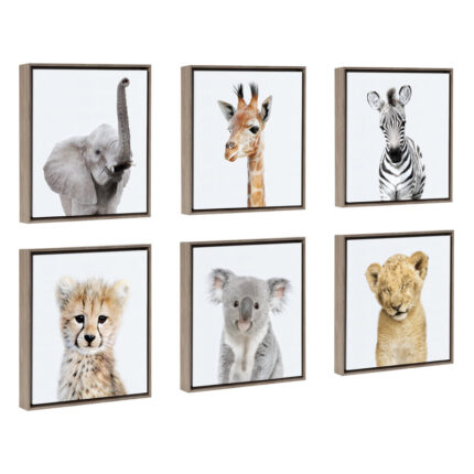 Safari Animals’ by Amy Peterson – Floater Frame Graphic Art Print on Canvas - Chic Decora