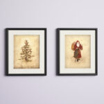 Santa and Tree' 2 Piece Framed Acrylic Painting Print Set - Image 2