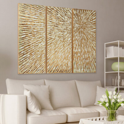 Sunshine’ Print Multi Piece Sunshine Textured Hand Painted Canvas Wall Art with Gold Foil by Martin Edwards - Chic Decora