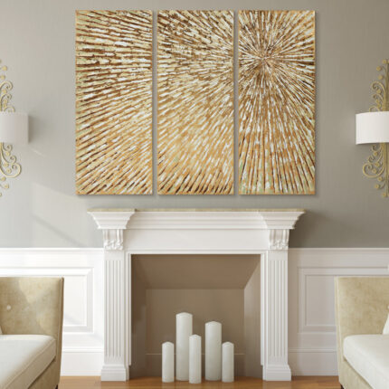 Sunshine’ Print Multi Piece Sunshine Textured Hand Painted Canvas Wall Art with Gold Foil by Martin Edwards - Chic Decora