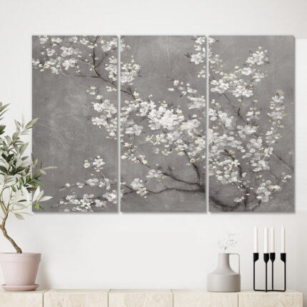 White Cherry Blossoms II’ Painting Multi-Piece Image on Canvas - Chic Decora