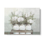 White Flower Jars' by Portfolio Dogwood, Modern Farmhouse Hydrangeas Framed Canvas Wall Art