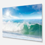 White and Blue Waves under Sun Seashore' Photographic Print on Wrapped Canvas - Image 2