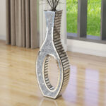 30"Crystal Glass Floor Vase Crushed Diamond Inlay Home Decor