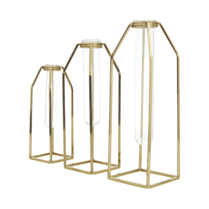 3 Piece Gold Stainless Steel Table Vase Set - Chic Decora
