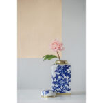 5.5x5.5x10.5" Blue and White Porcelain Lidded Jar