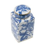 5.5x5.5x10.5" Blue and White Porcelain Lidded Jar - Image 3