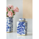 5.5x5.5x10.5" Blue and White Porcelain Lidded Jar - Image 5