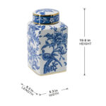 5.5x5.5x10.5" Blue and White Porcelain Lidded Jar - Image 6