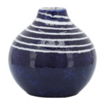 5" Striped Round Stoneware Ceramic Decorative Vase for Home & Office Decor - Image 5