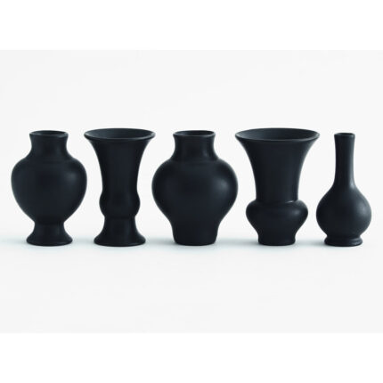 5 Piece Mini Chinoise Vase Set-Matte Black - Chic Decora
