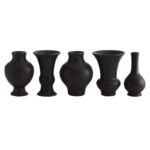 5 Piece Mini Chinoise Vase Set-Matte Black