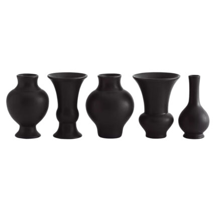 5 Piece Mini Chinoise Vase Set-Matte Black - Chic Decora