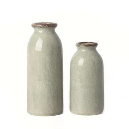 6.1-7.9 Inch 2 Pcs Rustic Ceramic Vase Set - Chic Decora