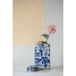 6.5x6.5x12.5" Blue and White Porcelain Lidded Jar - Image 5