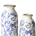 7.9 Inch 2Pcs Rustic Blue And White Ceramic Vase Set - Image 3