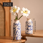 7.9 Inch 2Pcs Rustic Blue And White Ceramic Vase Set - Image 5