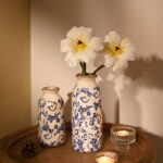 7.9 Inch 2Pcs Rustic Blue And White Ceramic Vase Set - Image 7