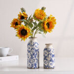 7.9 Inch 2Pcs Rustic Blue And White Ceramic Vase Set - Image 8