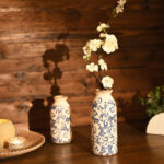 7.9 Inch 2Pcs Rustic Blue And White Ceramic Vase Set - Image 2