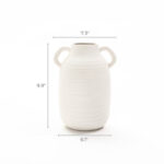 9.9-Inch White Ceramic Jug Vase with Double Handles - Rustic Handmade Boho Vase for Flowers and Decorative Display - Image 4