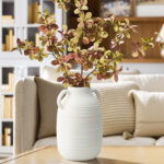 9.9-Inch White Ceramic Jug Vase with Double Handles - Rustic Handmade Boho Vase for Flowers and Decorative Display - Image 7