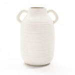 9.9-Inch White Ceramic Jug Vase with Double Handles - Rustic Handmade Boho Vase for Flowers and Decorative Display