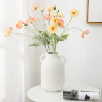 9.9-Inch White Ceramic Jug Vase with Double Handles - Rustic Handmade Boho Vase for Flowers and Decorative Display - Image 2