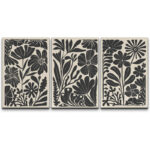 Abstract Botanical " Mid-Century Modern Boho Floral Artwork Above Sofa, Bold Black And White Living Room Pictures, 3 Pieces Giclée Canvas Digital Print Framed Wall Art " - Image 2