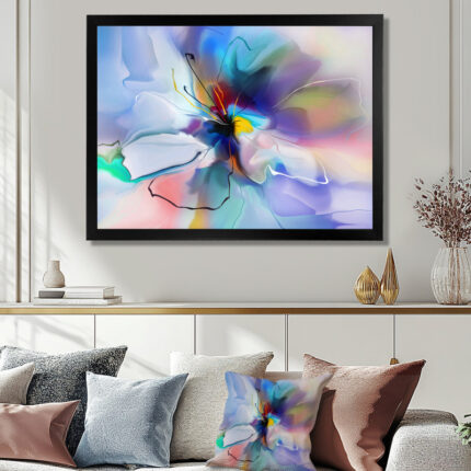 Abstract Creative Blue Flower – Graphic Art Print - Chic Decora