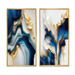 Abstract Geode Gold And Blue Marble - Abstract Marble Framed Wall Art Set Of 2 - Image 4