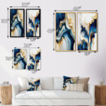 Abstract Geode Gold And Blue Marble - Abstract Marble Framed Wall Art Set Of 2 - Image 5