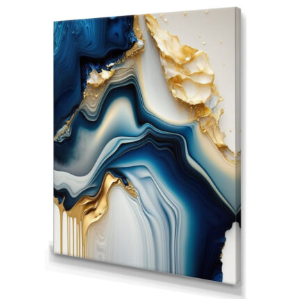 Abstract Geode Gold And Blue Marble II – Abstract Marble Wall Art for Living Room - Chic Decora