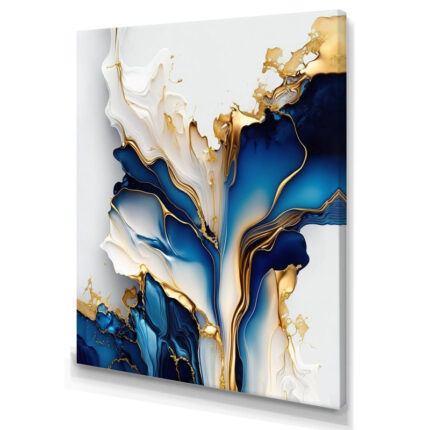 Abstract Geode Gold And Blue Marble Shape III – Abstract Marble Canvas Prints - Chic Decora