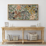 Abstract Green Botanical Flower Art Mid Century Modern Boho Wall Art Horizontal Art Decor - Image 5