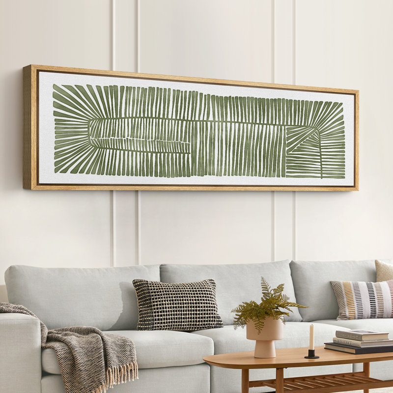 Abstract Green Botanical Simple Minimalist Extra Large Framed Wall Art Oversized Canvas Print - Image 4