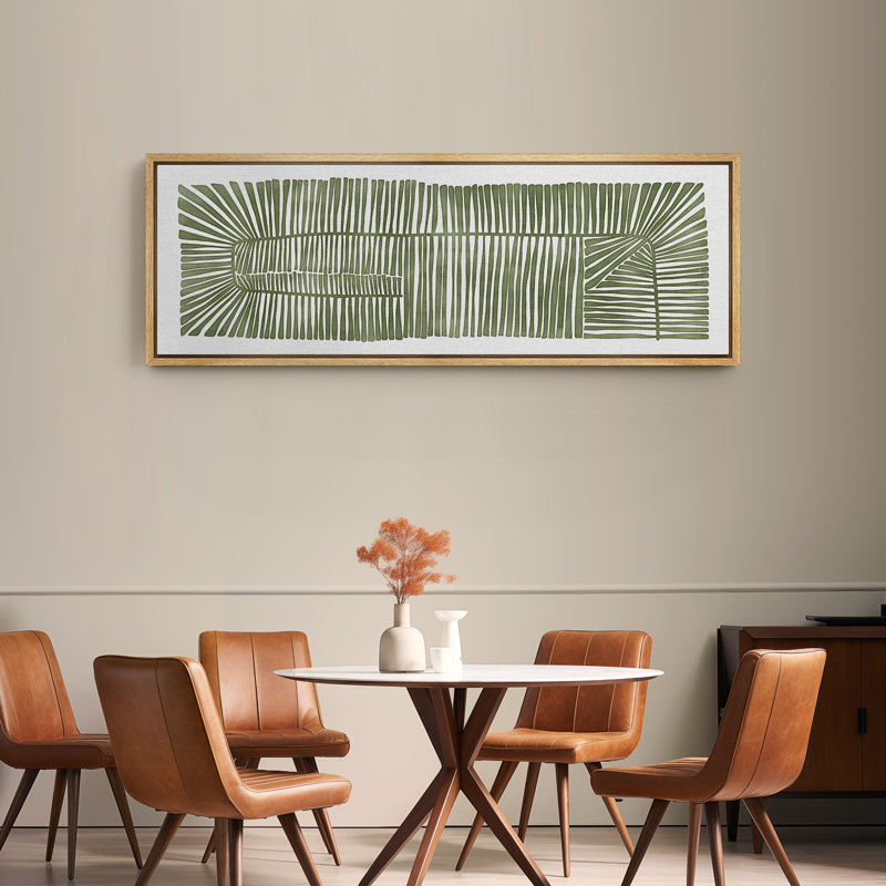 Abstract Green Botanical Simple Minimalist Extra Large Framed Wall Art Oversized Canvas Print - Image 1
