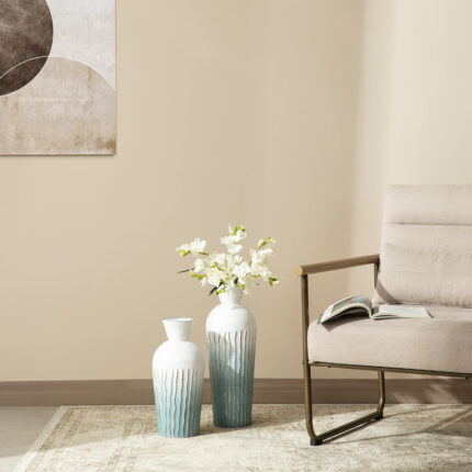 Abstract Ombre Aqua Metal Vases (Set of 2) - Chic Decora
