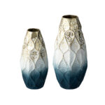 Abstract Ombre Blue And Gold Metal Vase Floor Vase (Set of 2) - Image 8