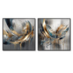 Abstract Shapes And Infinity Lines I - Abstract Shapes Wall Art Living Room Set Of 2 - Image 2