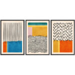 Abstract Vibrant Color Blocks " Mid-century Modern Multicolor Block Colorful Framed Abstract Geometric Canvas Print Wall Art " 3 - Pieces - Image 6