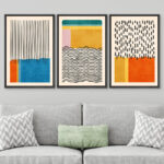 Abstract Vibrant Color Blocks " Mid-century Modern Multicolor Block Colorful Framed Abstract Geometric Canvas Print Wall Art " 3 - Pieces - Image 7
