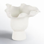 Aceves Floral Inspired Abstract Vase With Linear Grooves