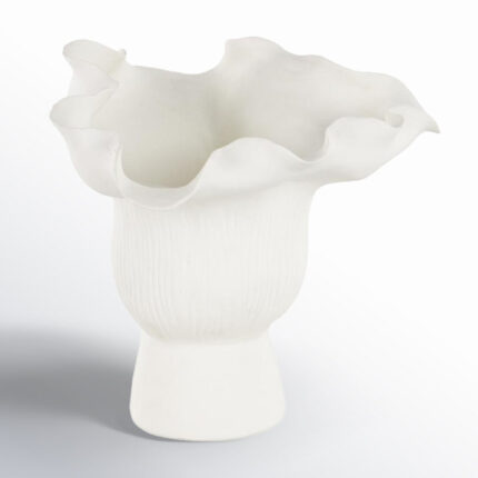 Aceves Floral Inspired Abstract Vase With Linear Grooves - Chic Decora