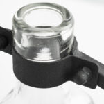 Alan 8" Clear and Black Glass and Metal Abstract Cylinder Table Vase - Image 3